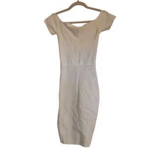 House of CB / White off shoulder short sleeve Bodycon Bandage midi dress XS